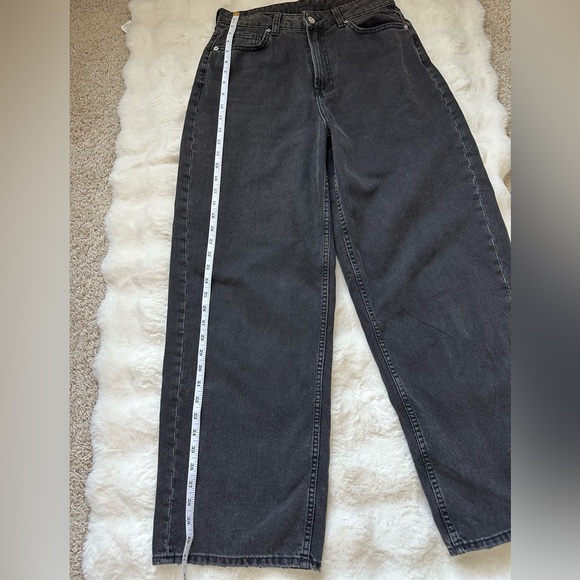 H&M Black High Rise Regular fit Straight Wide leg  Jeans-4 (S) - Picture 10 of 11